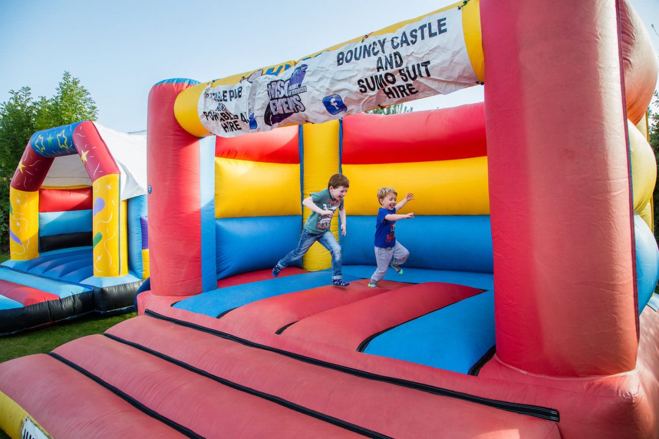 bouncy castle in rain